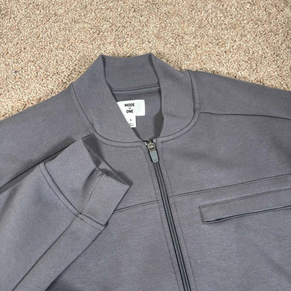 Mode of One Mens Fleece Wall Bomber Jacket Ebony Grey Full Zip Small 100188278MN